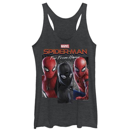 Women s Marvel Spider-Man: Far From Home Every Suit Racerback Tank Top Black Heather 2X Large