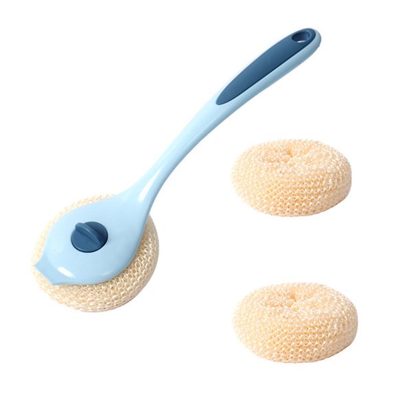 OAVQHLG3B Kitchen Round Dish Sponges Scourer Cleaning Ball with Handle MultiPurpose Scrub