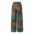 thumbnail image 4 of DHFJKG Women's Boho Pants High Waisted Wide Leg Floral Printed Flowy Palazzo Summer Beach Vacation Clothes Stylish Trousers, 4 of 7