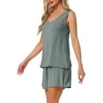 thumbnail image 4 of INSPIRE CHIC Womens Lounge Set Cotton Sleeveless Pajama Set Tank Top Shorts Soft Sleepwear PJ Set S Green, 4 of 6