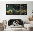 thumbnail image 4 of 3pcs Moon Celestial Wall Art Fantasy Starry Sky Posters Prints Clouds and stars Painting Pictures Vintage Forest Landscape Nature Canvas Wall Decor for Bedroom, Living Room Unframed, 4 of 6