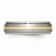 thumbnail image 3 of 14K Two-Tone Titanium Ring Band Wedding Yellow Gold Ridged, 3 of 6