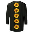 thumbnail image 4 of CYMMPU Women's Shirts Floral Printed Flowy Blouse 3/4 Length Sleeve Summer Fall Basic Tees Casual Business Work Blouses Tunic Tops Crewneck 2025 Clothes Black L, 4 of 5