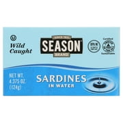 Season Sardines in Water, Salt Added, 4.375 oz Can