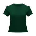 thumbnail image 4 of Daznico Womens Tops - Women's Casual Short Sleeve T Shirt Slim Fit Pure Color Basic Top Streetwear Tee for Everyday Comfort and Style - Shirts for Women,Color:Dark Green,Size:S, 4 of 5