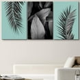 thumbnail image 1 of PixonSign Canvas Print Wall Art Set Teal & Monochrome Jungle Leaves Floral Wilderness Photography Modern Art Rustic Relax/Calm Multicolor Black and White for Living Room, Bedroom, Office - 24"x36"x3, 1 of 5