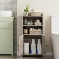thumbnail image 6 of Small Bathroom Storage Cabinet, Freestanding Toilet Paper Storage with 2 Doors and Shelves, Bathroom Organizers and Storage for Small Spaces, Laundry Room, 7.9" D x 14.6" W x 31" H, Greige, 6 of 18