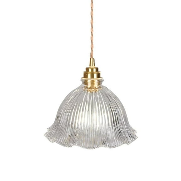 Flower Shape Clear Glass Pendant Lighting for Kitchen Sink, Transparent Glass Pendant Light for Dining Room Table, Modern Simple Ceiling Hanging Lamp for Kitchen Island, Chandelier for Bar Counter