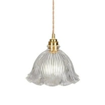 Flower Shape Clear Glass Pendant Lighting for Kitchen Sink, Transparent Glass Pendant Light for Dining Room Table, Modern Simple Ceiling Hanging Lamp for Kitchen Island, Chandelier for Bar Counter