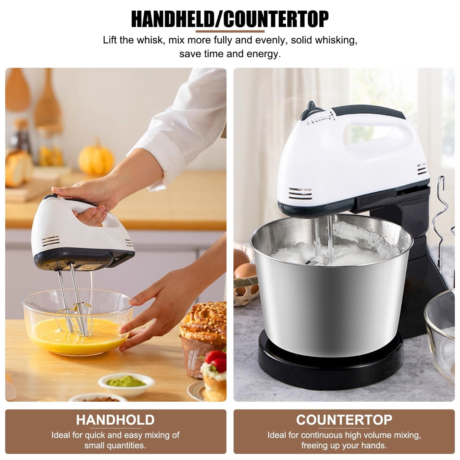 Stand Mixer Classic Stand And Hand Mixer Adjustable Stainless Steel Whisk Mixer For Frosting Meringue Dough Eggs Batter Mini Cooking Small Stainless Steel Things to Get Women for Christmas Stand Mixer