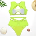 thumbnail image 4 of WREESH Women'S Mesh Pure Color Hollow Bikini Two-Piece Swimsuit, 4 of 9