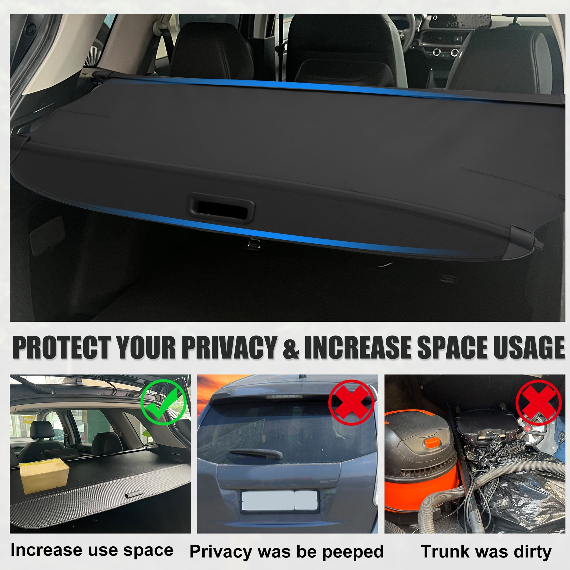 Unique Bargains Retractable Cargo Cover for Hyundai Tucson 2022-2024 Waterproof Shade