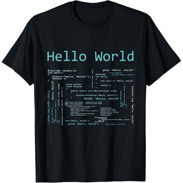 Hello World - Camiseta con lenguajes de programación por computadora