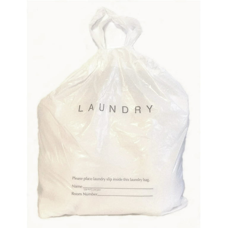 18 x 19 x 1.25 mil White Landfill-Biodegradable Plastic Hotel Laundry  Bags with Drawstring for Closing, 4 Bottom Gusset, Vent Hole (Case of  1,000)