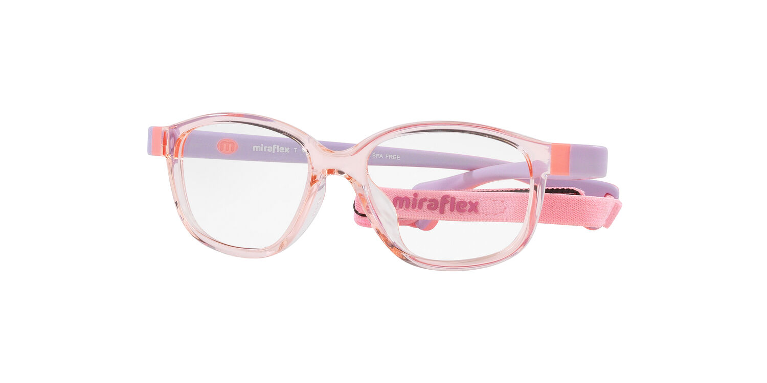 Miraflex Youth 0MF4007 Flexible & Safe Eyeglasses with Case & Headband, 46mm, Translucent Coral