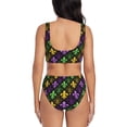 thumbnail image 3 of Kdxio Mardi Gras1 Print Women's 2 Piece High Waisted Wrap Spaghetti Strap Summer Swimsuit Bikini Set-, 3 of 7