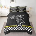 thumbnail image 2 of Feelyou Cartoon Motorcycle Lover Bedding Comforter Set 7pcs, Dirt Bike Sports Queen Bedding Sets, Teens Kids Boys Girls Reversible Queen Sheet Sets, Breathable Home Decor, 2 of 7
