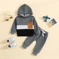 thumbnail image 2 of NIEWTR Toddler Boy Fall-Winter Outfits Pants Sets 3T Toddler Boy Long Sleeve Pattern Contrast Color Tops Elastic Pants 2PCS Set Fall Winter Outfits Children's Gift,2-3 Years, 2 of 6