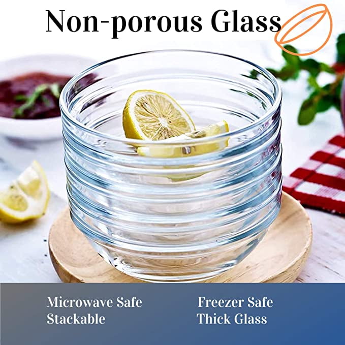 Mini 3.5" Glass Bowls for Kitchen Prep, Dessert, Dips, and Candy Dishes