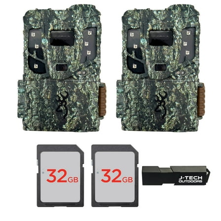 (2) Browning Defender Pro Scout MAX Extreme HD Cellular Trail Game Camera (AT&T VERIZON) Bundle Includes 32GB Memory Cards and J-TECH Card Reader (20MP) | BTCPSMXHD