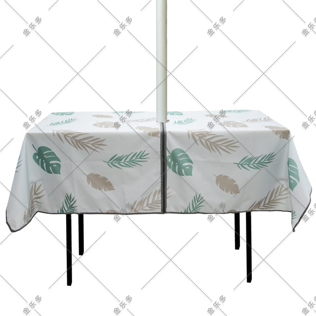 Terrace Courtyard Outdoor Dining Tablecloth Rain-proof Oil-proof with Umbrella Holes Zipper Tablecloth Christmas Tablecloth Simple