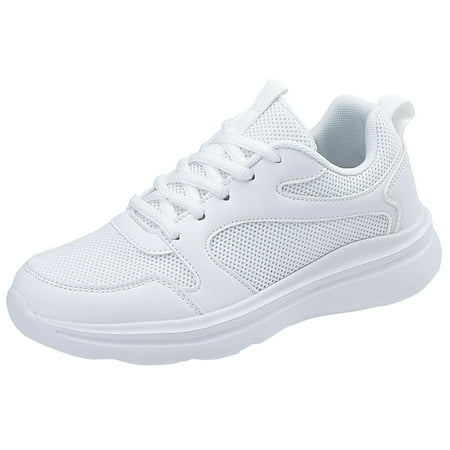 Siilsaa Comfortable Shoes for Women Breathable Athletic Air Cushion Running Shoes Lightweight Lace-up Sport Shoes White 8