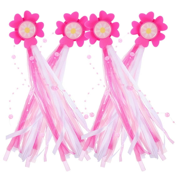 PENIKOKO Cute Bike Scooter Tassels 4pcs Rosy Handlebar Streamer Decoration