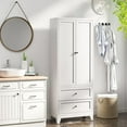 thumbnail image 2 of IKIMI 72" Metal Kitchen Pantry Cabinet, Freestanding Cupboard with Adjustable Shelves and 2 Drawers, Tall Storage Cabinet for Kitchen, Living Room or Laundry Room, White, 2 of 9
