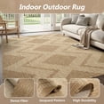 thumbnail image 2 of SIXHOME Outdoor Rugs 6'x9', Bohemian Geometry Patio Rug, Indoor Outdoor Polypropylene Weave Textured Carpet, Water-Resistant, Quick-Dry Rug for Porch, Balcony, RV, Garden, Neutral Brown, 2 of 8