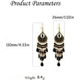 thumbnail image 6 of Boho Long Teardrop Beaded Tassel Dangle Earrings for Women Gold-Toned Bohemian Crystal Beads Fringe Dangling Drop Statement Earrings Enamel Flower Link Piercing Fish Hook Native Tribal Ethnic Jewelry, 6 of 12