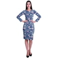 thumbnail image 2 of Moomaya Printed Full Sleeve Bodycon Dress for Women Scoop Neck Side Slit Casual Clothing, 2 of 8