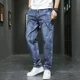 thumbnail image 3 of Pantalones vaqueros para hombre, pantalones empalmados, vaqueros rectos de alta calidad para hombre con bolsillos, pierna ancha, suaves, casuales, elegantes, calientes, Xs, 3 of 5