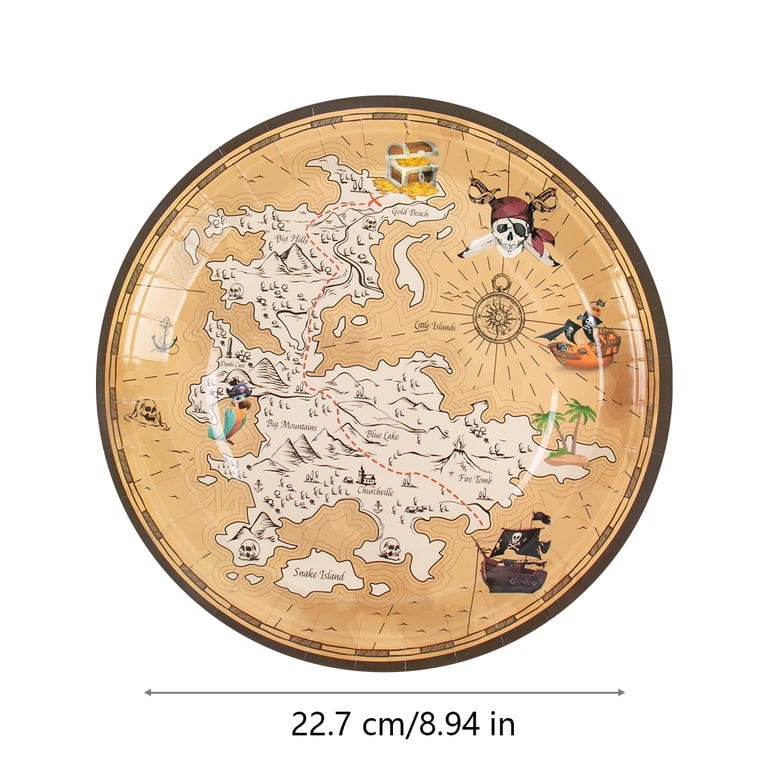 Tegeme Pirate Treasure Map Posters - Set Of 4, Vintage Adventure Decor, 17.7" X 13", For Party & Halloween