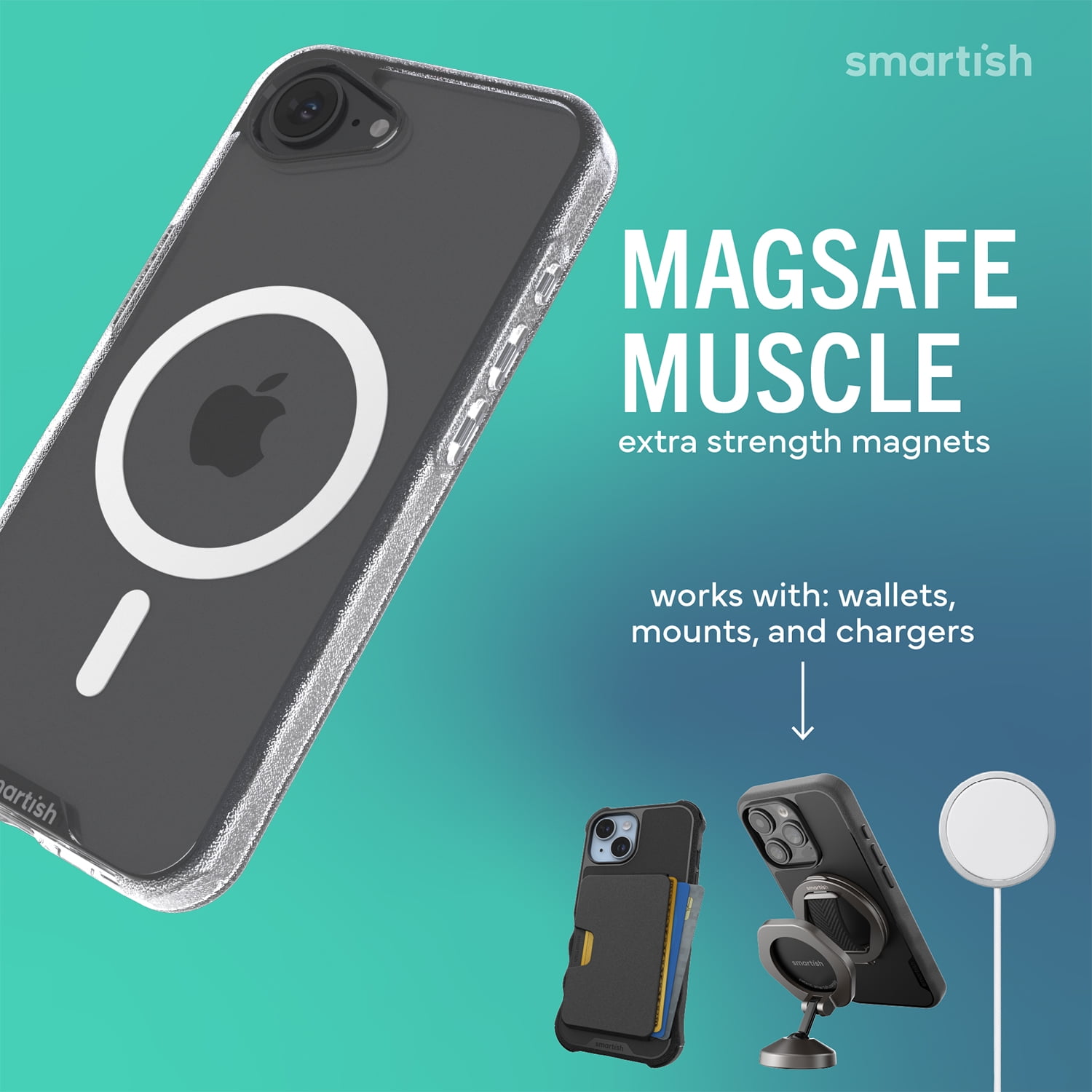 Smartish iPhone 17e/16e MagSafe Case - Gripmunk Protective Slim Magnetic Cover - Clearly