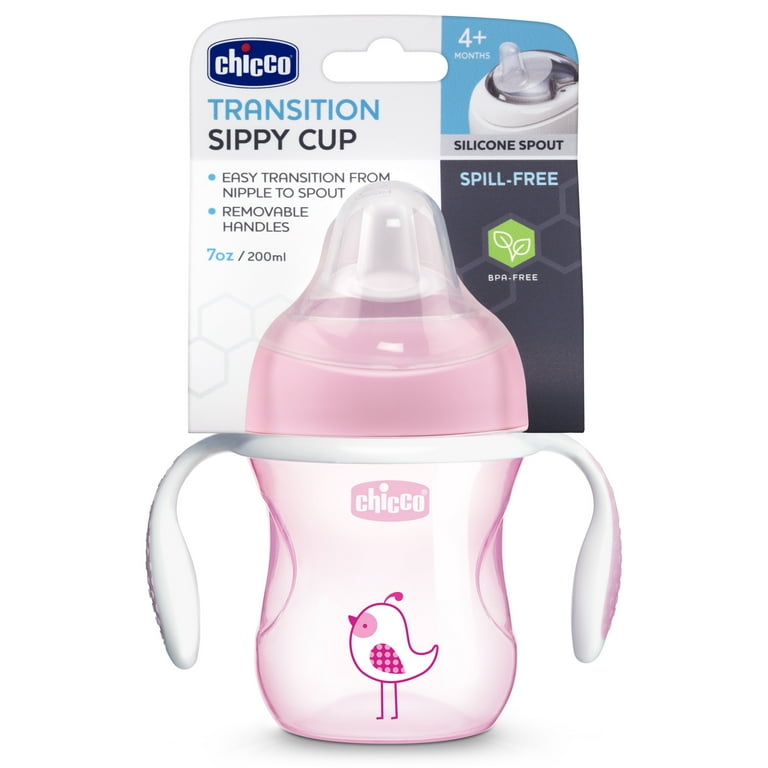 Prinper Silicone Baby Sippy Cup Feeding Straw Cups for Toddlers Transition Straw  Sippy Cups for Baby 6+ Months 2-in-1 Training Cup with Two Handles and Lids  7 Oz Pink