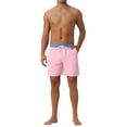 thumbnail image 2 of INSPIRE CHIC Men's Contrast Color Elastic Waist Lining Surfing Drawstring Swimming Shorts 32 Pink, 2 of 6
