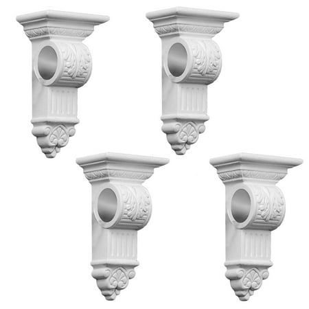 - 4 Curtain Rod Brackets Victorian White Urethane 10 9/16