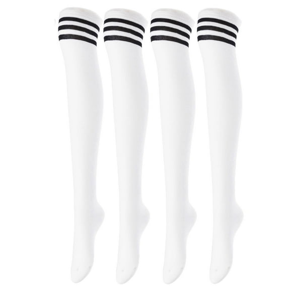 Lovely Annie Women's 4 Pairs Super Soft Incredible Durable Thigh High Cotton Boot Socks JMYP1022 Size 2-6 White 4p1c5