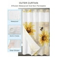thumbnail image 2 of No Hook Cloth Fabric Shower Curtain with Snap in Liner, Summer Sunflower Waterproof Shower Curtains Set with See Through Top Window, Bee Beige Vintage Pastoral Plants Bath Curtains Shower 54"x78", 2 of 6