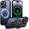 thumbnail image 1 of Pioe-Étui Magnétique pour iPhone 14 Pro avec Support Anneau Invisible [Compatible avec MagSafe] [Protection contre les Chutes Militaires] Étui de Téléphone Antichoc Translucide Mate, 6.1 Pieds', Noir, 1 of 4