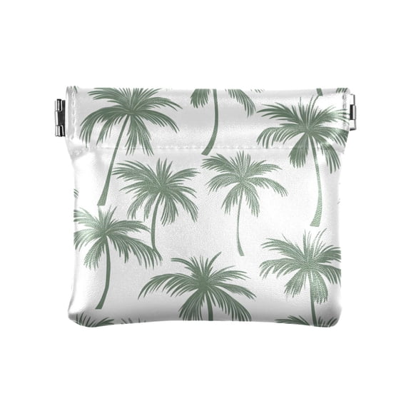 Green Palm Tree Wallet Small PU Leather Change Pouch Wallet for Women