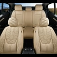 thumbnail image 5 of Coverado Beige Car Seat Covers Full Set, Waterproof Faux Leather Auto Seat Protectors with Lumbar Support, Luxury Automotive Interior Accessories Universal Fit Most Cars SUV Trucks, 5 of 7
