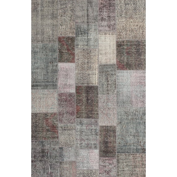 Ahgly Company Indoor Rectangle Contemporary Dark Gray Patchwork Area Rugs, 8' x 10'