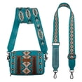 thumbnail image 7 of Wrangler Crossbody Bag for Women Boho Aztec Small Multi Pocket Crossover Purse, Turquoise, 7 of 7