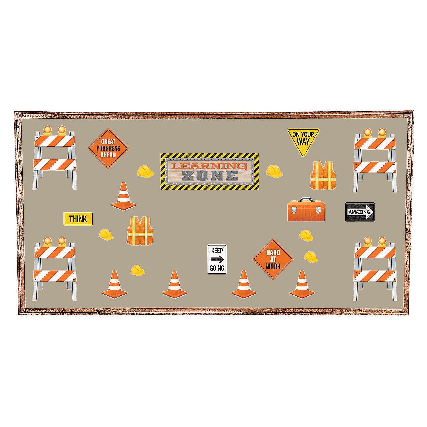 Under Construction Learning Zone Bulletin Board Set 60 Pieces