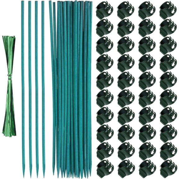 AOOOWER Garden Plant Stakes With Clip Heavy Type Plastic Support Poles For Climbing Vine Flowers Regulable Length Outdoor Use