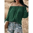 thumbnail image 3 of Asyoly Women's Off the Shoulder Pullover Swiss Dot Long Sleeve Blouse Sexy Tops, 3 of 5