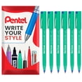 thumbnail image 1 of Pentel R50 Fine Point Liquid Ink Rollerball Pens - 0.8mm Tip - 77% Recycled - Blue - Pack of 6, 1 of 4