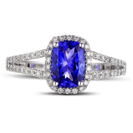 Jeenmata 2 Carat Cushion Cut Sapphire And Diamond Halo