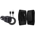 thumbnail image 1 of Pouch and Car Charger Bundle for Alcatel TCL 30 Z: Vertical Rugged Nylon Belt Holster Case (Black) and Compact High Power 30W Dual USB Port (Type-C & USB-A) Auto Power Adapter, 1 of 9